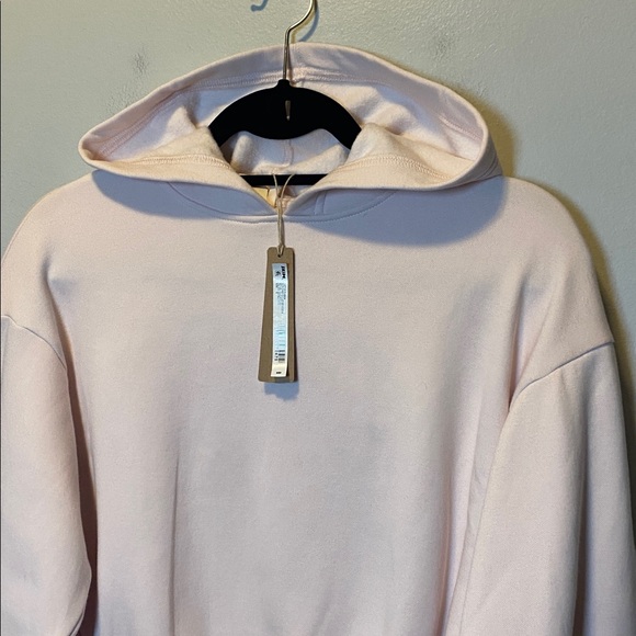 Skims Shrunken Hoodie NWT Small Barely Pink Cropped Cotton Fleece Pullover - Picture 4 of 13
